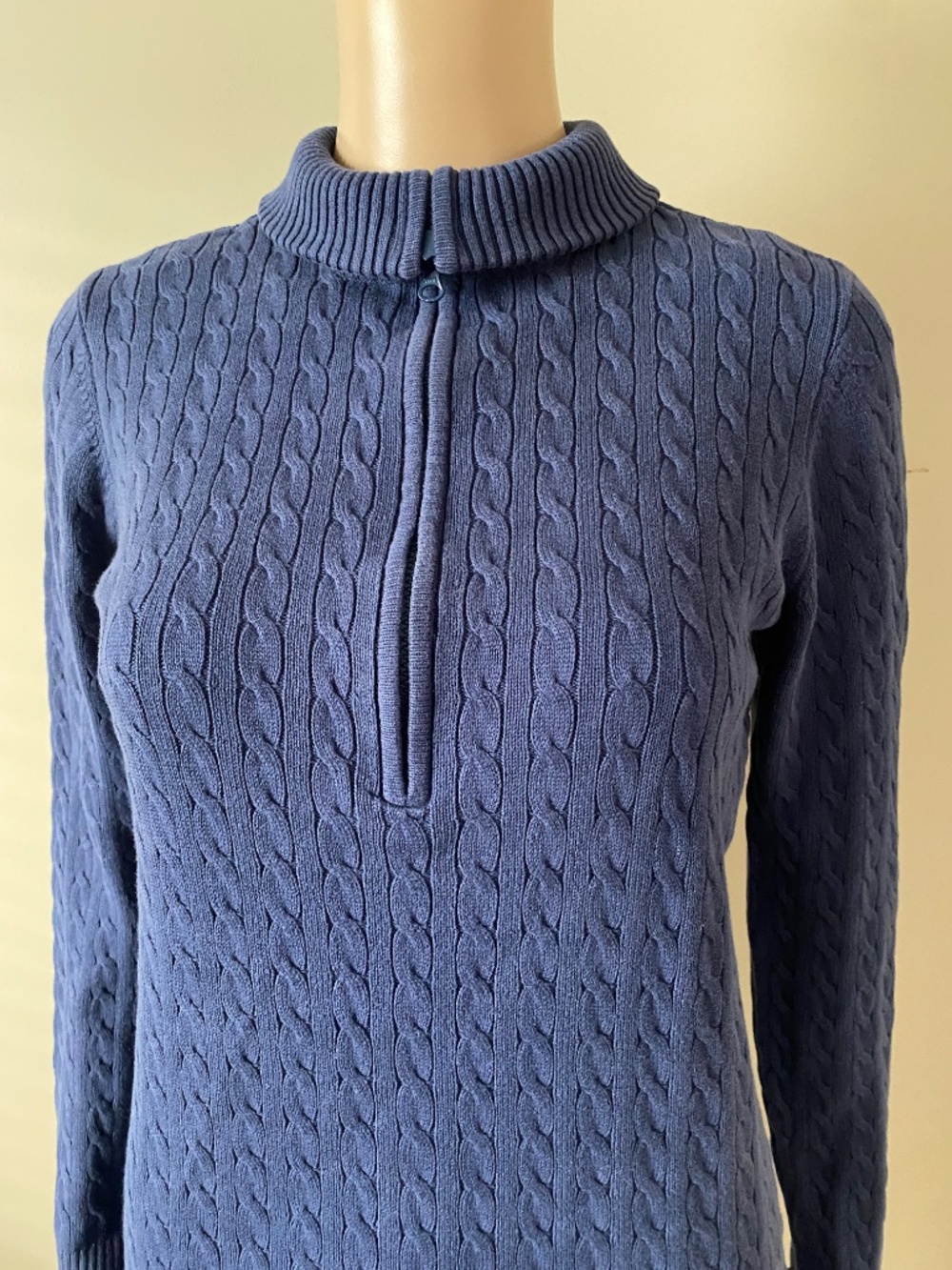 Vintage Ralph Lauren cable knit half zipper blue sweater, women’s medium - Picture 3 of 6